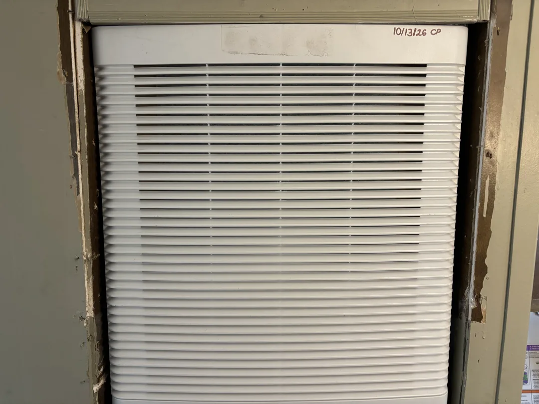Front grille of a newly installed mobile home furnace in Rexburg